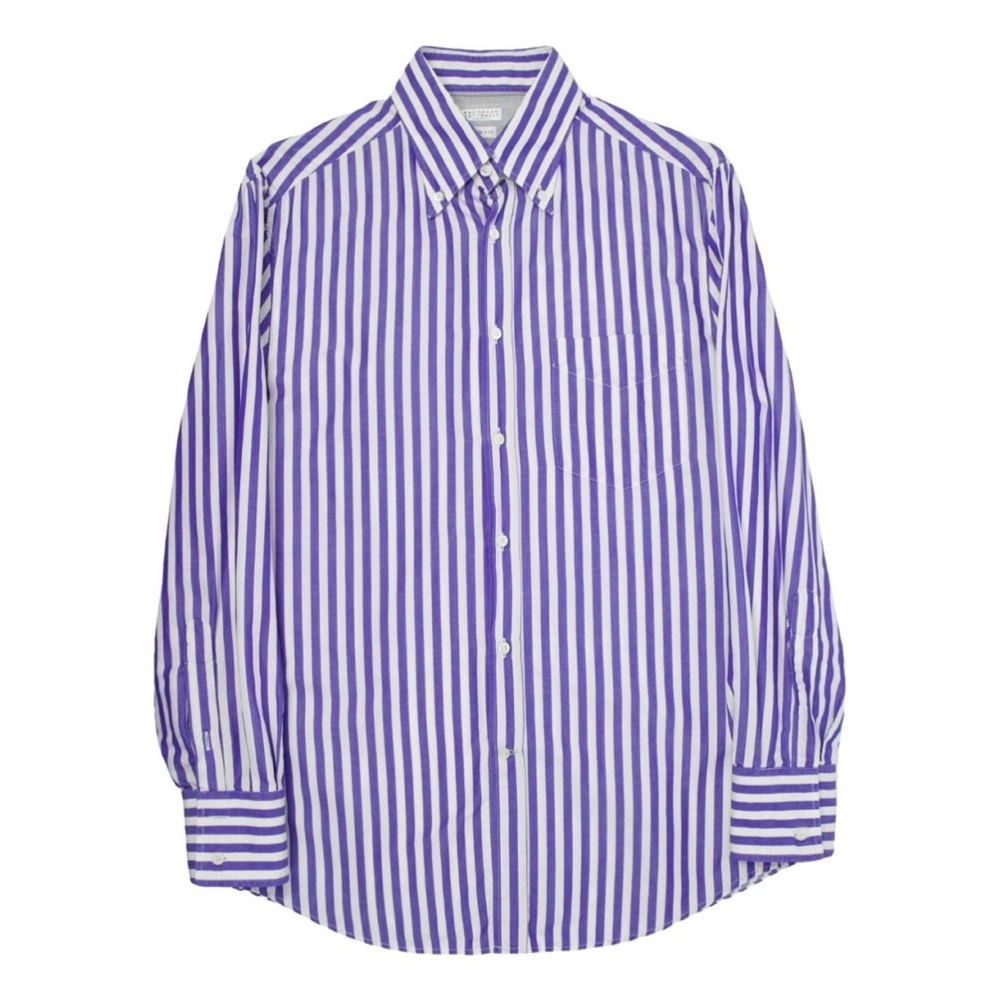 Brunello Cucinelli Blue Bengal Stripe Button-Down Shirt
